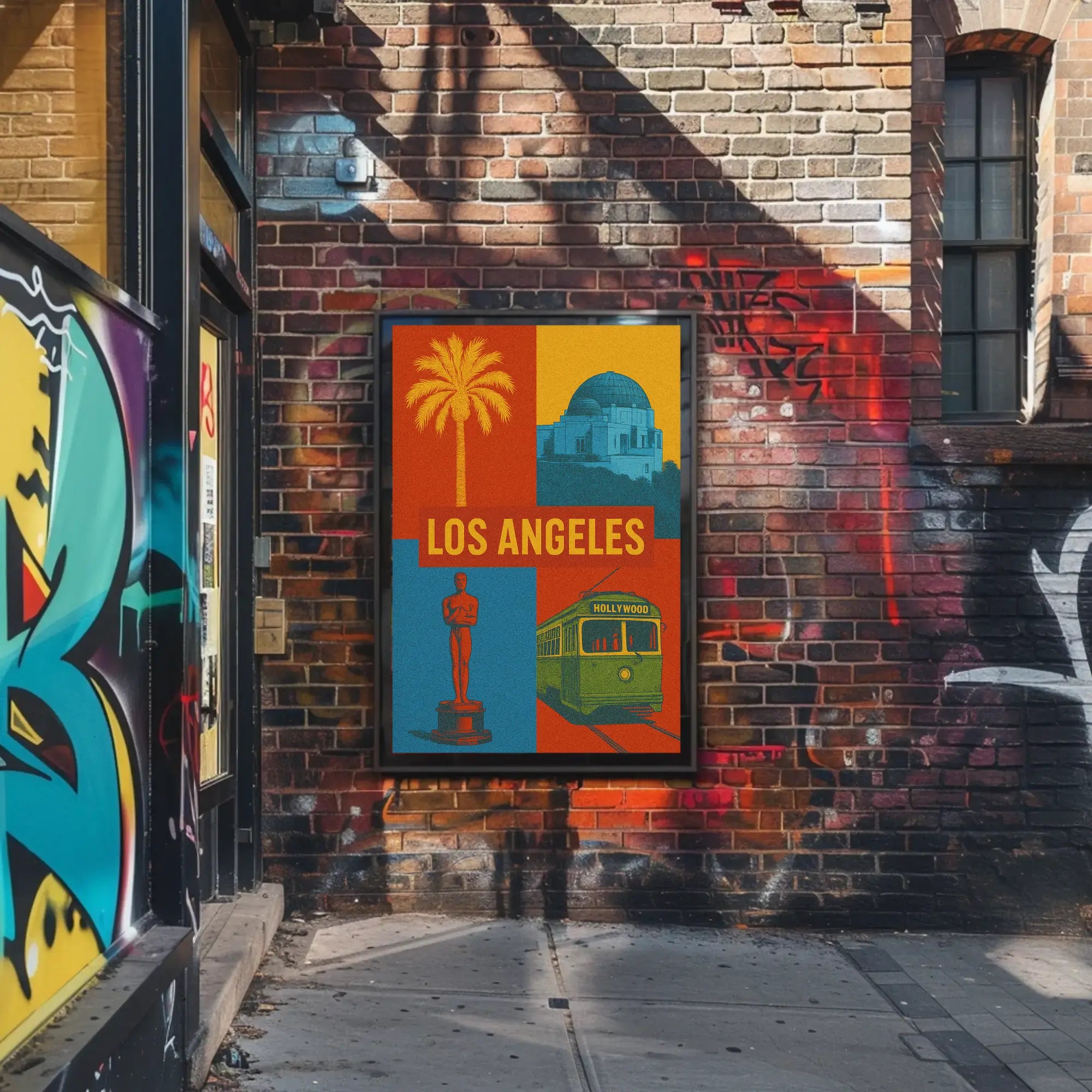 Stylized Los Angeles Retro Design Travel Poster PosterGoat