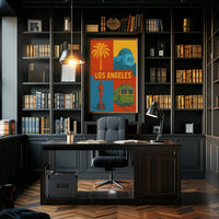 Stylized Los Angeles Retro Design Travel Poster PosterGoat