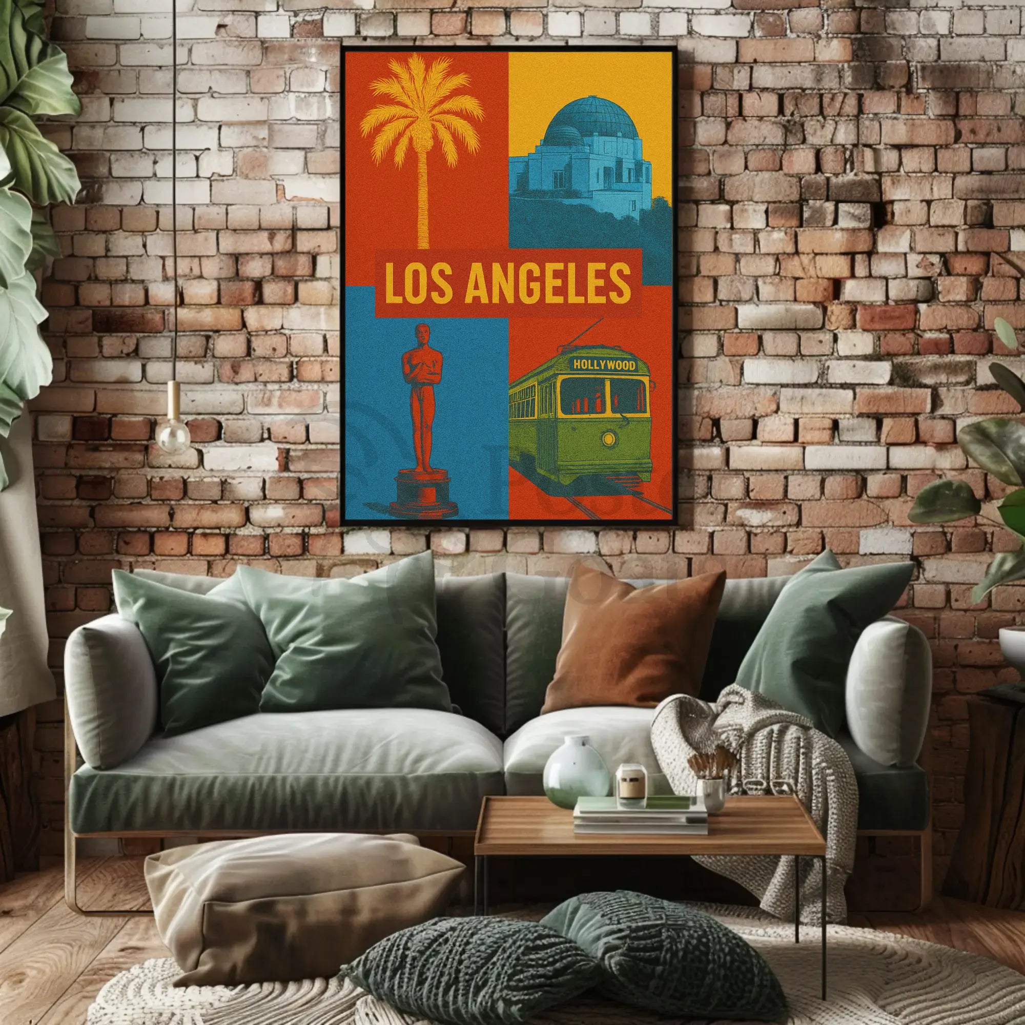 Stylized Los Angeles Retro Design Travel Poster PosterGoat