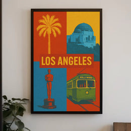 Stylized Los Angeles Retro Design Travel Poster PosterGoat