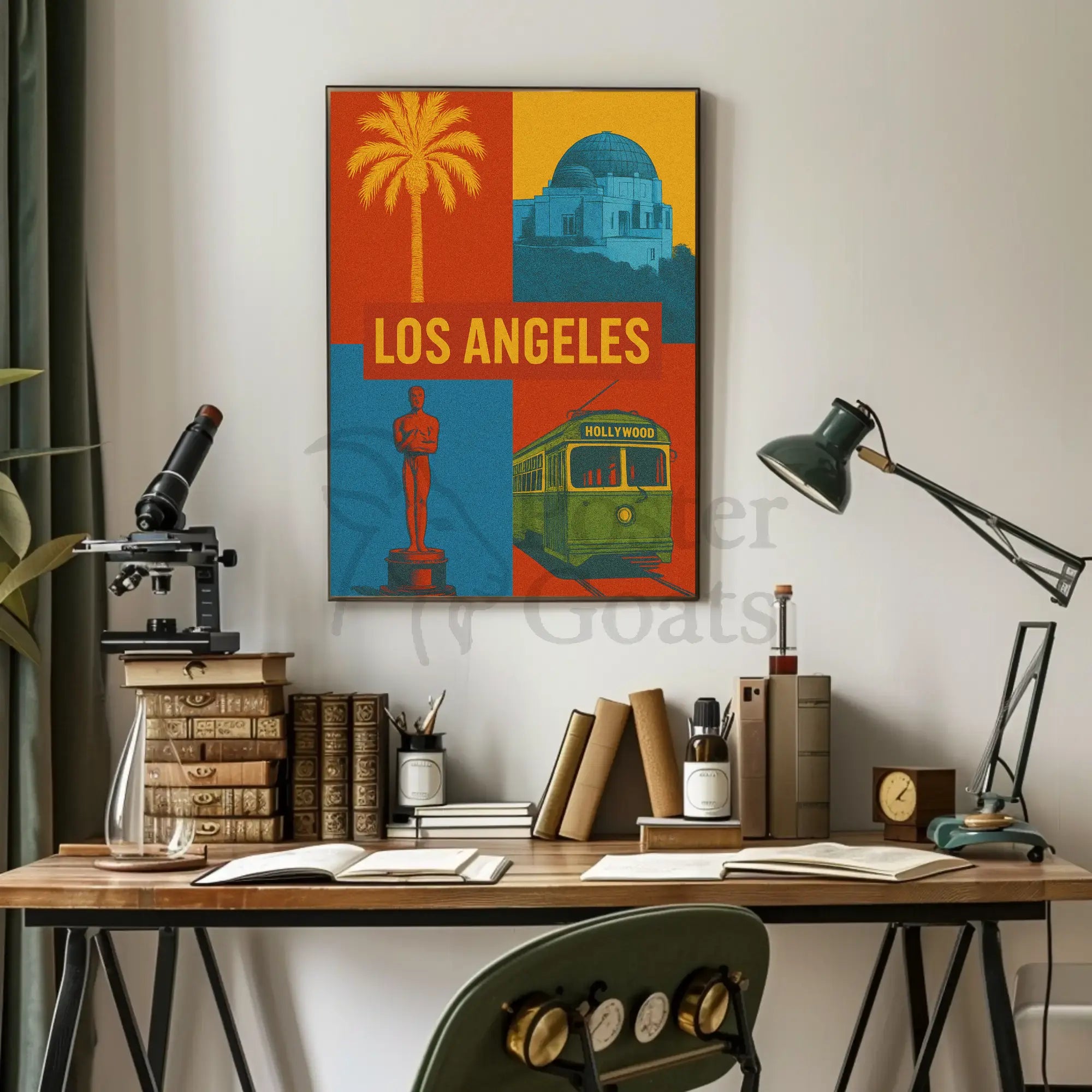 Stylized Los Angeles Retro Design Travel Poster PosterGoat