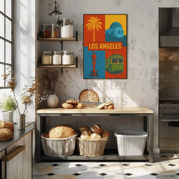 Stylized Los Angeles Retro Design Travel Poster PosterGoat