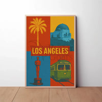 Stylized Los Angeles Retro Design Travel Poster PosterGoat