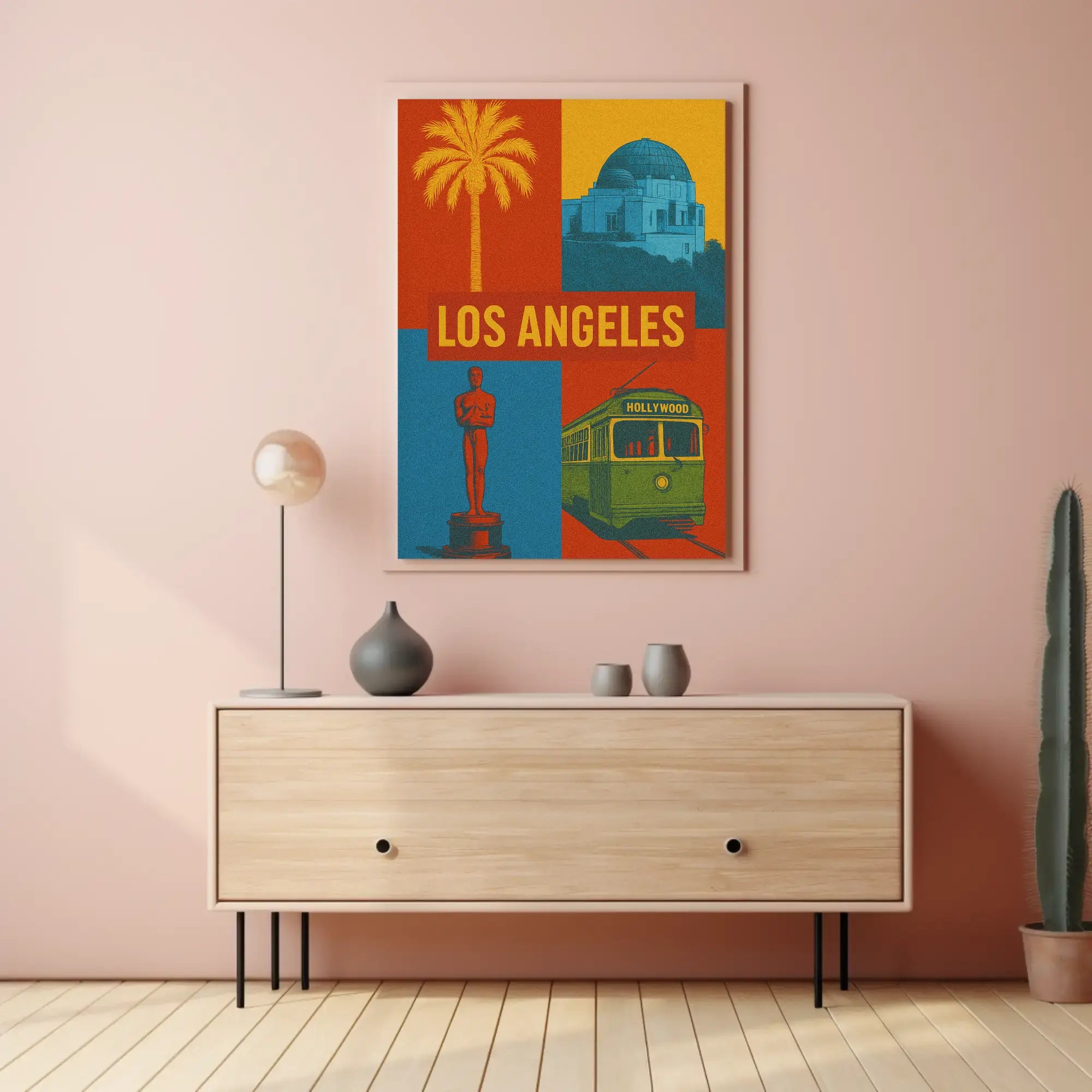 Stylized Los Angeles Retro Design Travel Poster PosterGoat