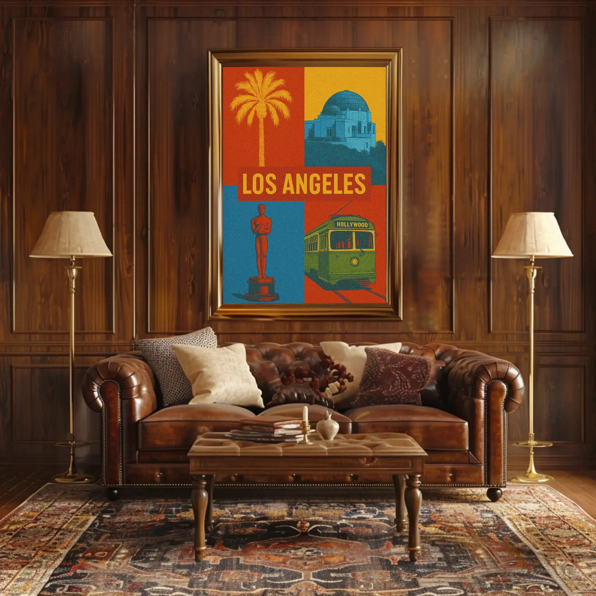 Stylized Los Angeles Retro Design Travel Poster PosterGoat