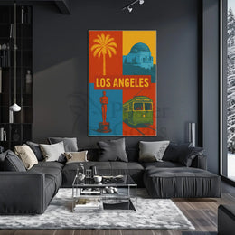 Stylized Los Angeles Retro Design Travel Poster PosterGoat