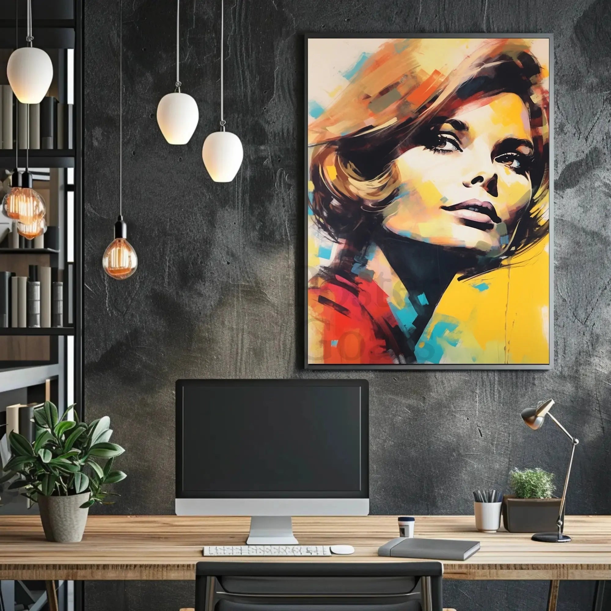 Stylized Mid-Century Woman Pop Art Poster PosterGoat