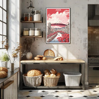 Stylized Mount Fuji in Bloom Urban Cityscape Poster PosterGoat
