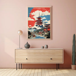 Stylized Naritasan Shinsho-ji Temple Travel Poster PosterGoat