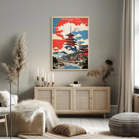 Stylized Naritasan Shinsho-ji Temple Travel Poster PosterGoat