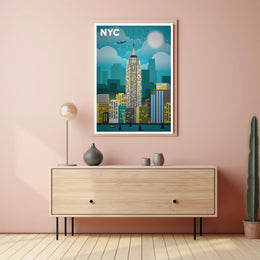 Stylized New York City Skyline Travel Poster PosterGoat