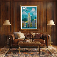 Stylized New York City Skyline Travel Poster PosterGoat
