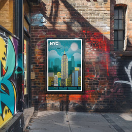 Stylized New York City Skyline Travel Poster PosterGoat