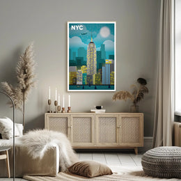 Stylized New York City Skyline Travel Poster PosterGoat