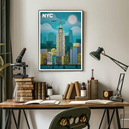 Stylized New York City Skyline Travel Poster PosterGoat