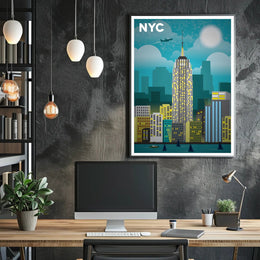 Stylized New York City Skyline Travel Poster PosterGoat
