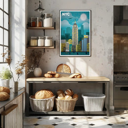 Stylized New York City Skyline Travel Poster PosterGoat