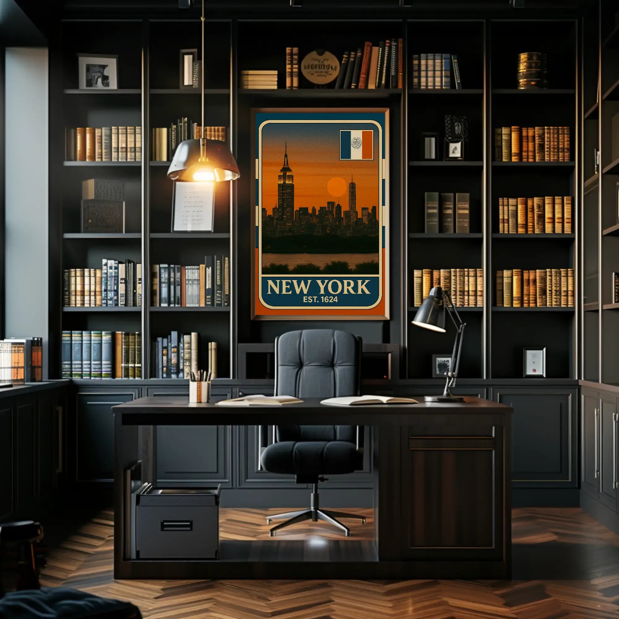 Stylized New York City Vintage Travel Poster PosterGoat