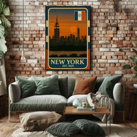 Stylized New York City Vintage Travel Poster PosterGoat