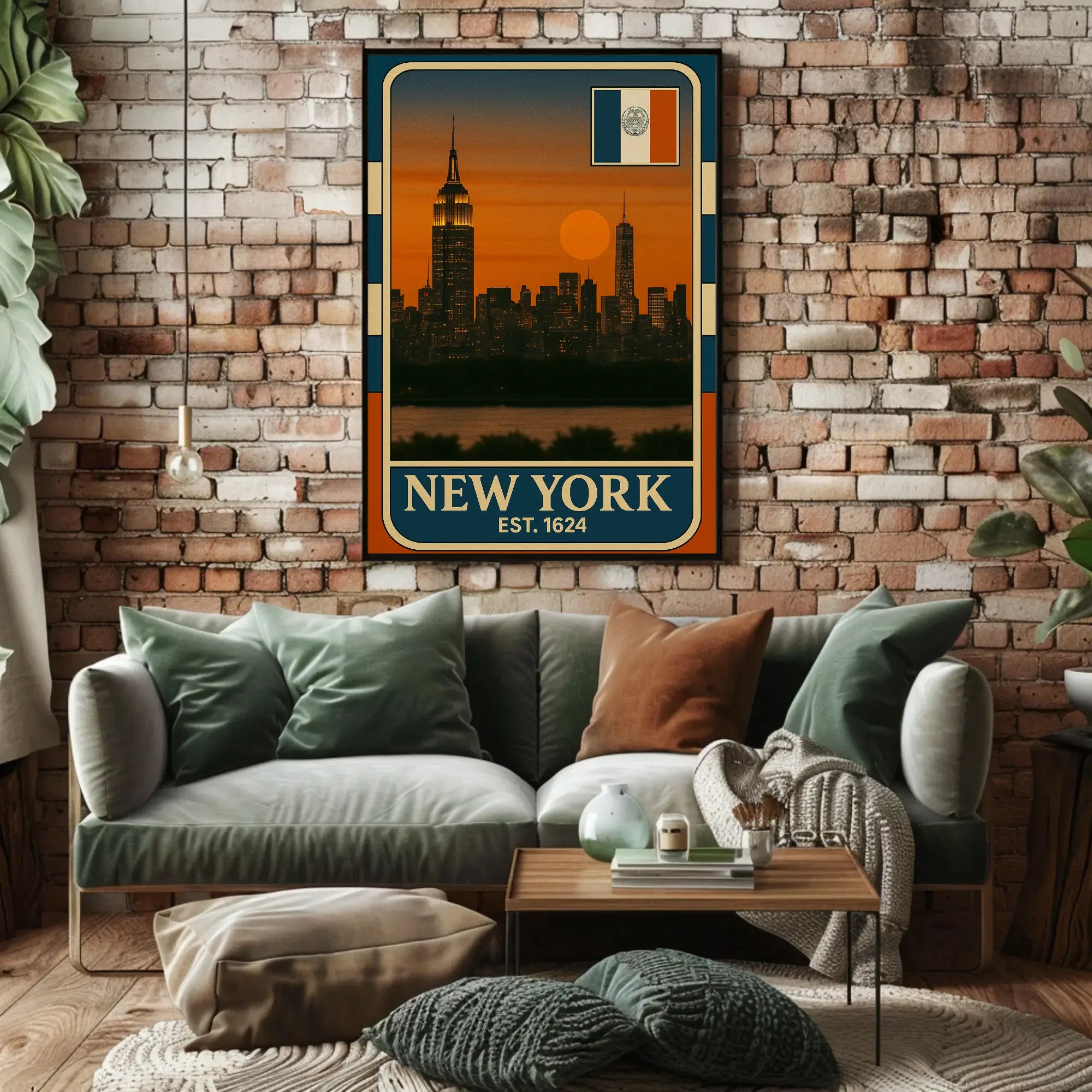 Stylized New York City Vintage Travel Poster PosterGoat