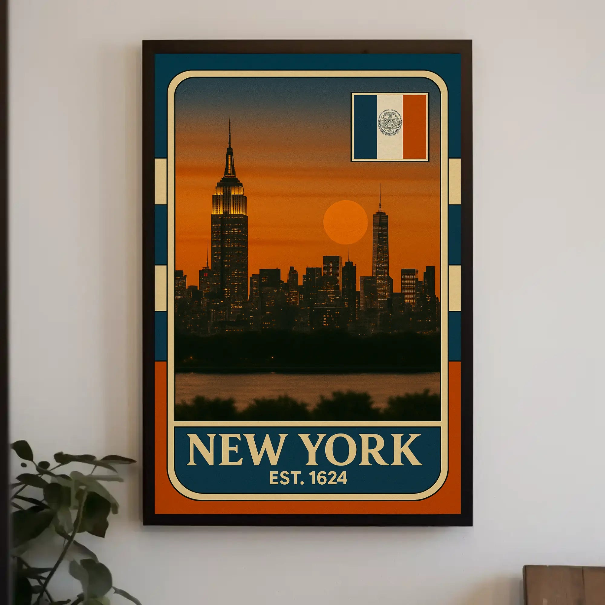Stylized New York City Vintage Travel Poster PosterGoat