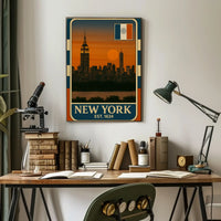 Stylized New York City Vintage Travel Poster PosterGoat