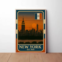 Stylized New York City Vintage Travel Poster PosterGoat