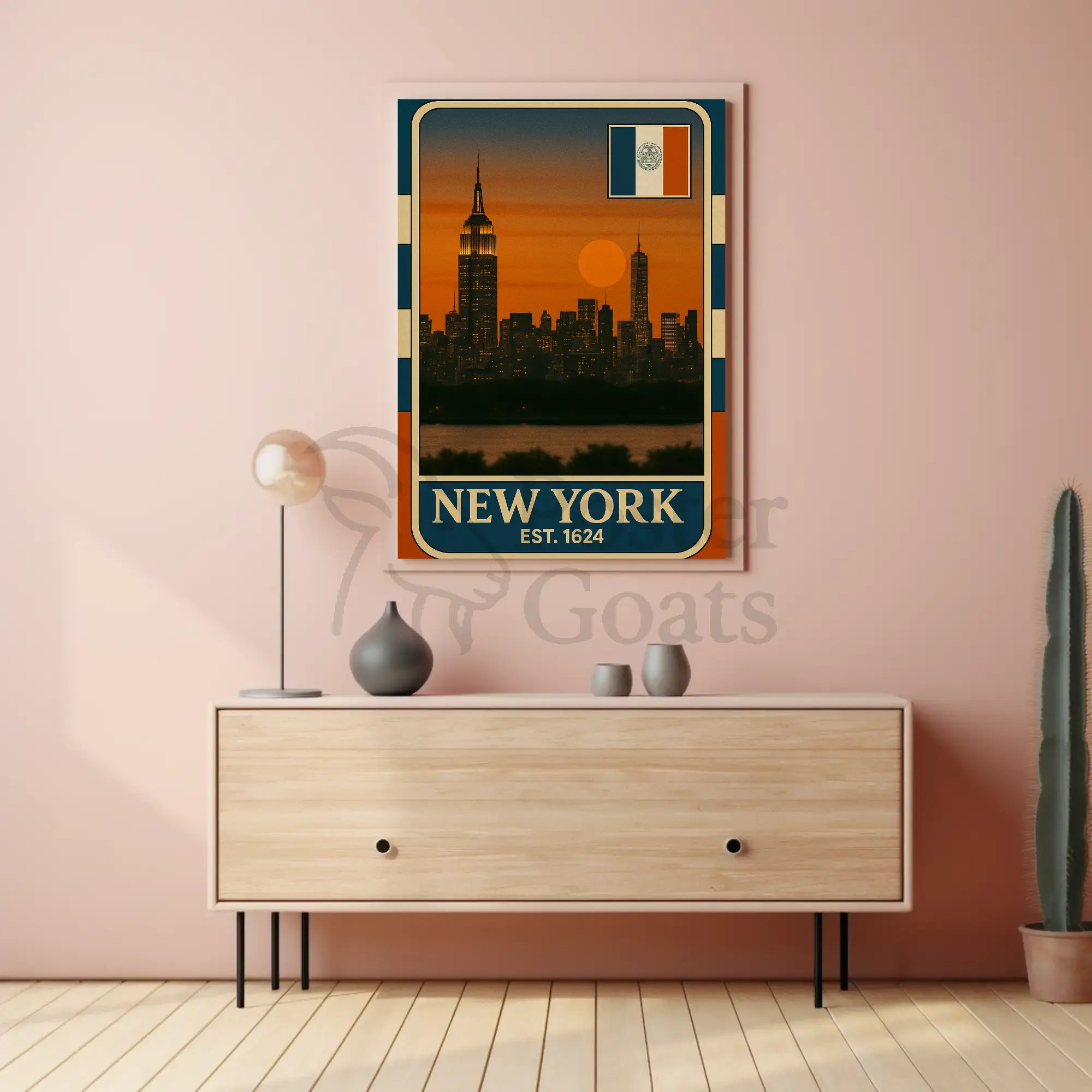 Stylized New York City Vintage Travel Poster PosterGoat