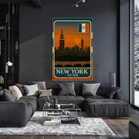 Stylized New York City Vintage Travel Poster PosterGoat