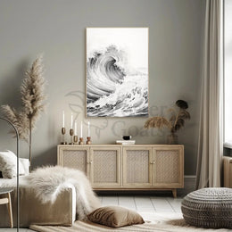Stylized Ocean Wave Art Print Poster PosterGoat