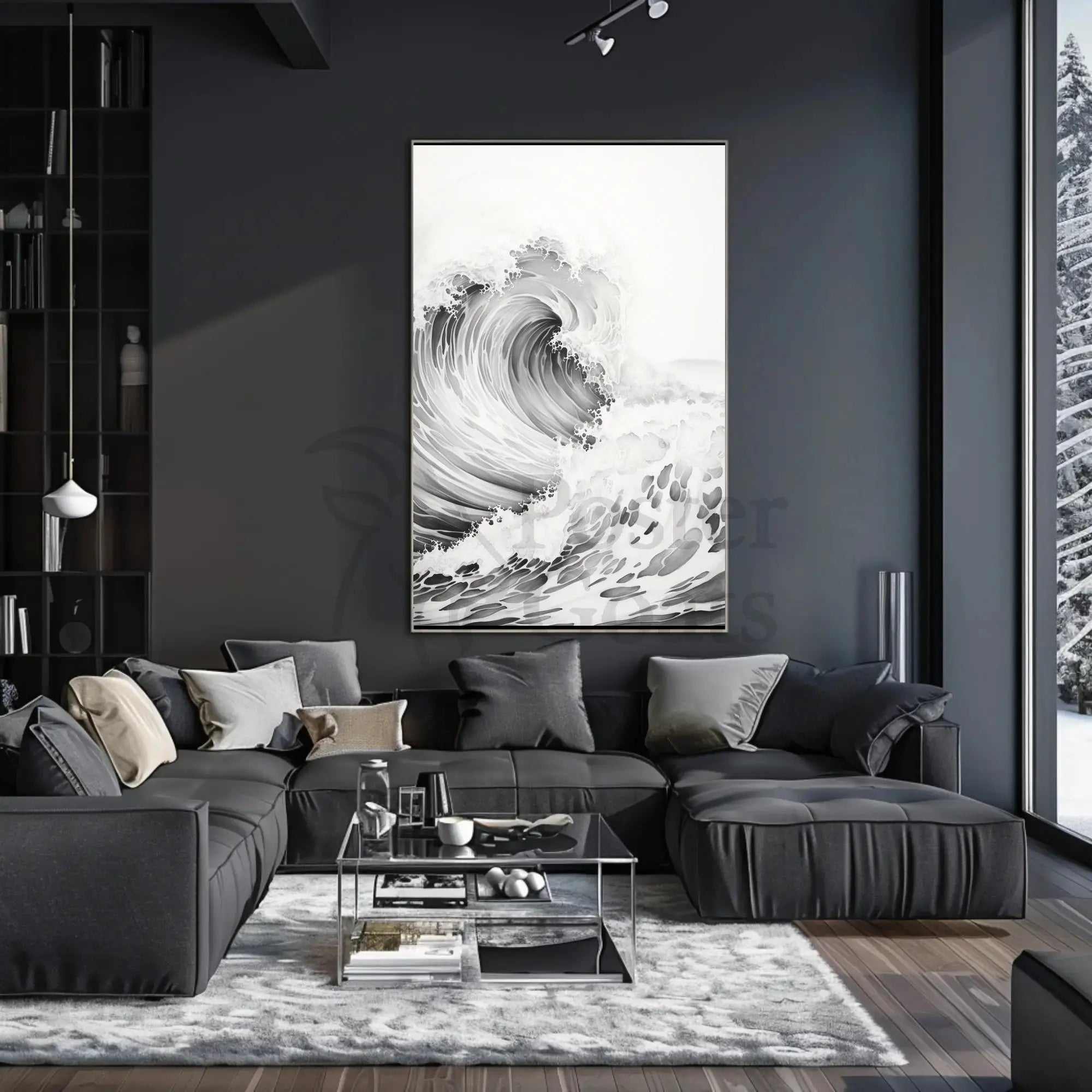 Stylized Ocean Wave Art Print Poster PosterGoat
