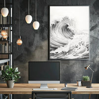 Stylized Ocean Wave Art Print Poster PosterGoat