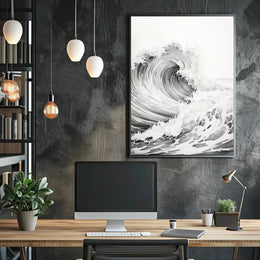 Stylized Ocean Wave Art Print Poster PosterGoat