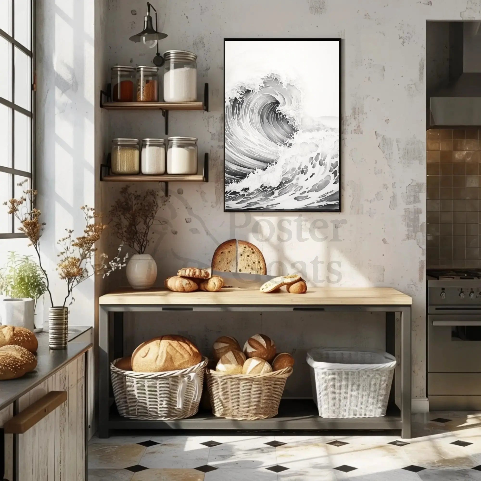 Stylized Ocean Wave Art Print Poster PosterGoat