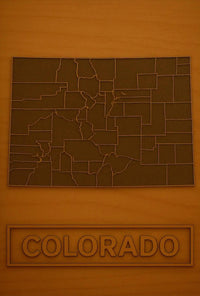 Stylized Outline of Colorado Counties Travel Poster PosterGoat