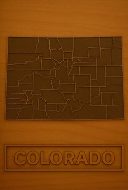 Stylized Outline of Colorado Counties Travel Poster PosterGoat