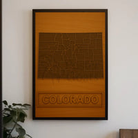 Stylized Outline of Colorado Counties Travel Poster PosterGoat