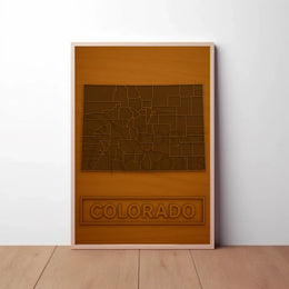 Stylized Outline of Colorado Counties Travel Poster PosterGoat