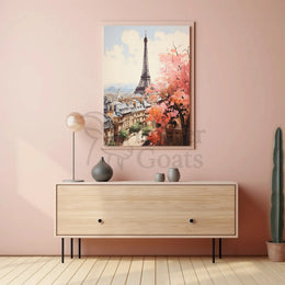 Stylized Paris Skyline in Spring Artistic Poster PosterGoat