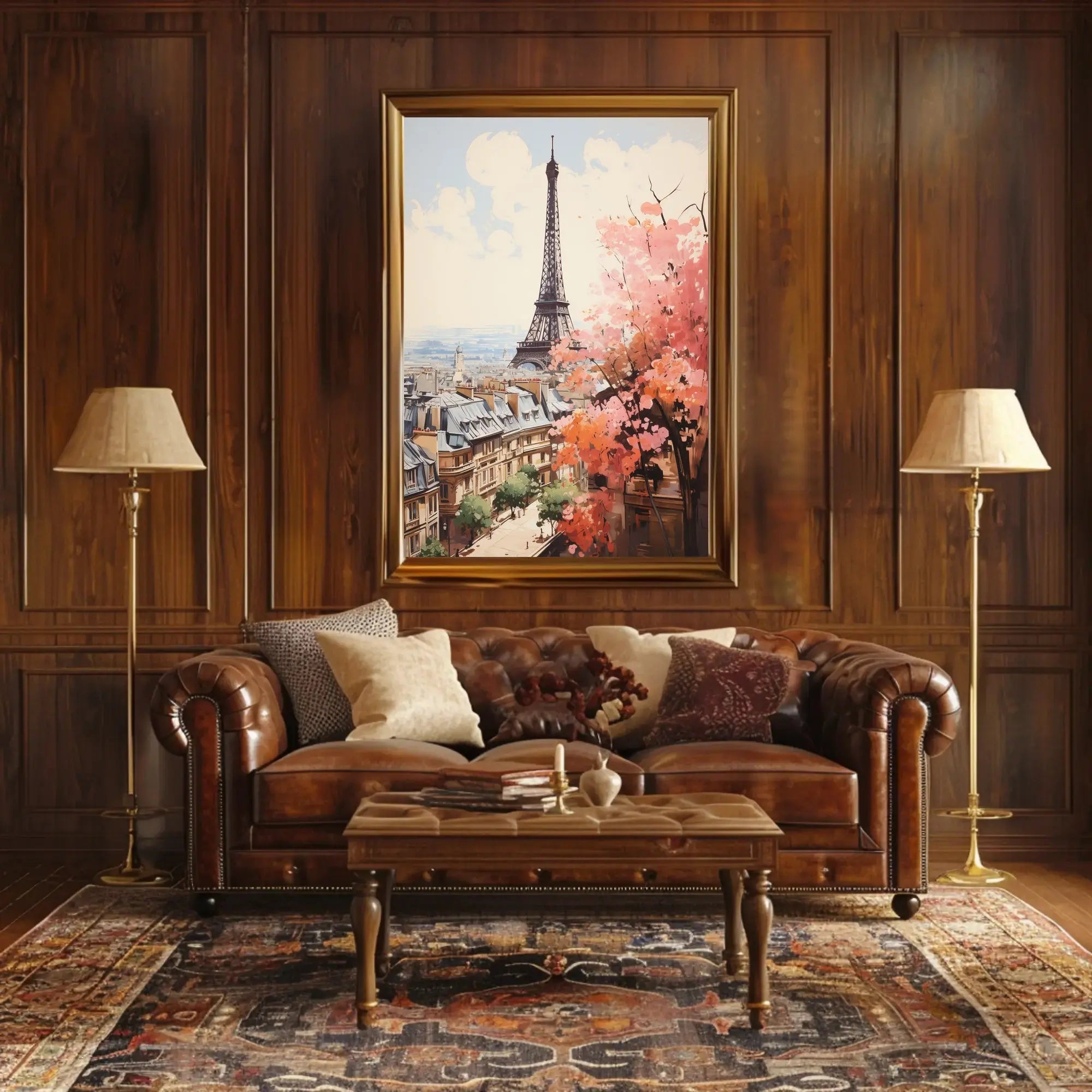 Stylized Paris Skyline in Spring Artistic Poster PosterGoat