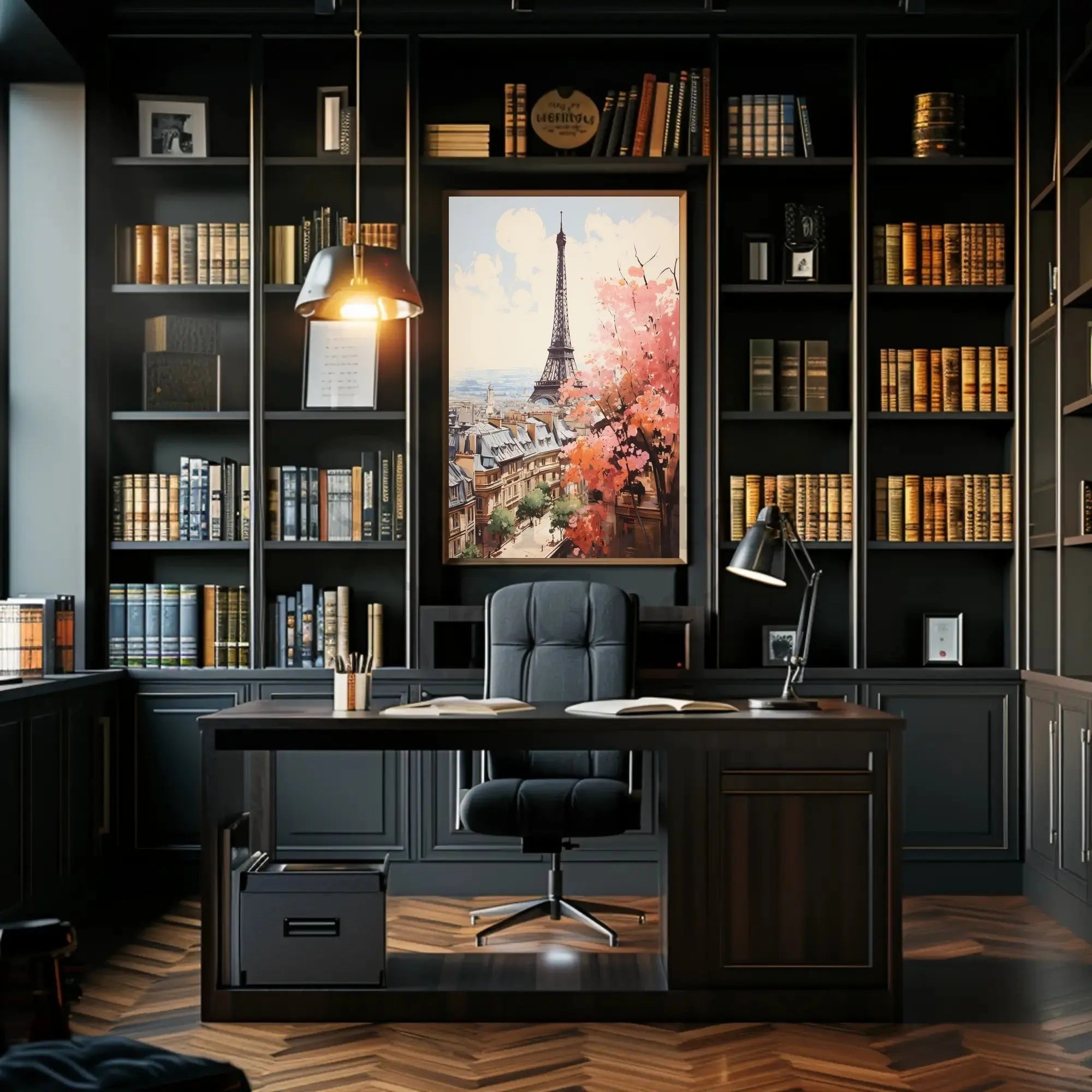 Stylized Paris Skyline in Spring Artistic Poster PosterGoat