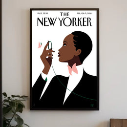 Stylized Person with Monocle Contemplation Cultural or Heritage Poster PosterGoat