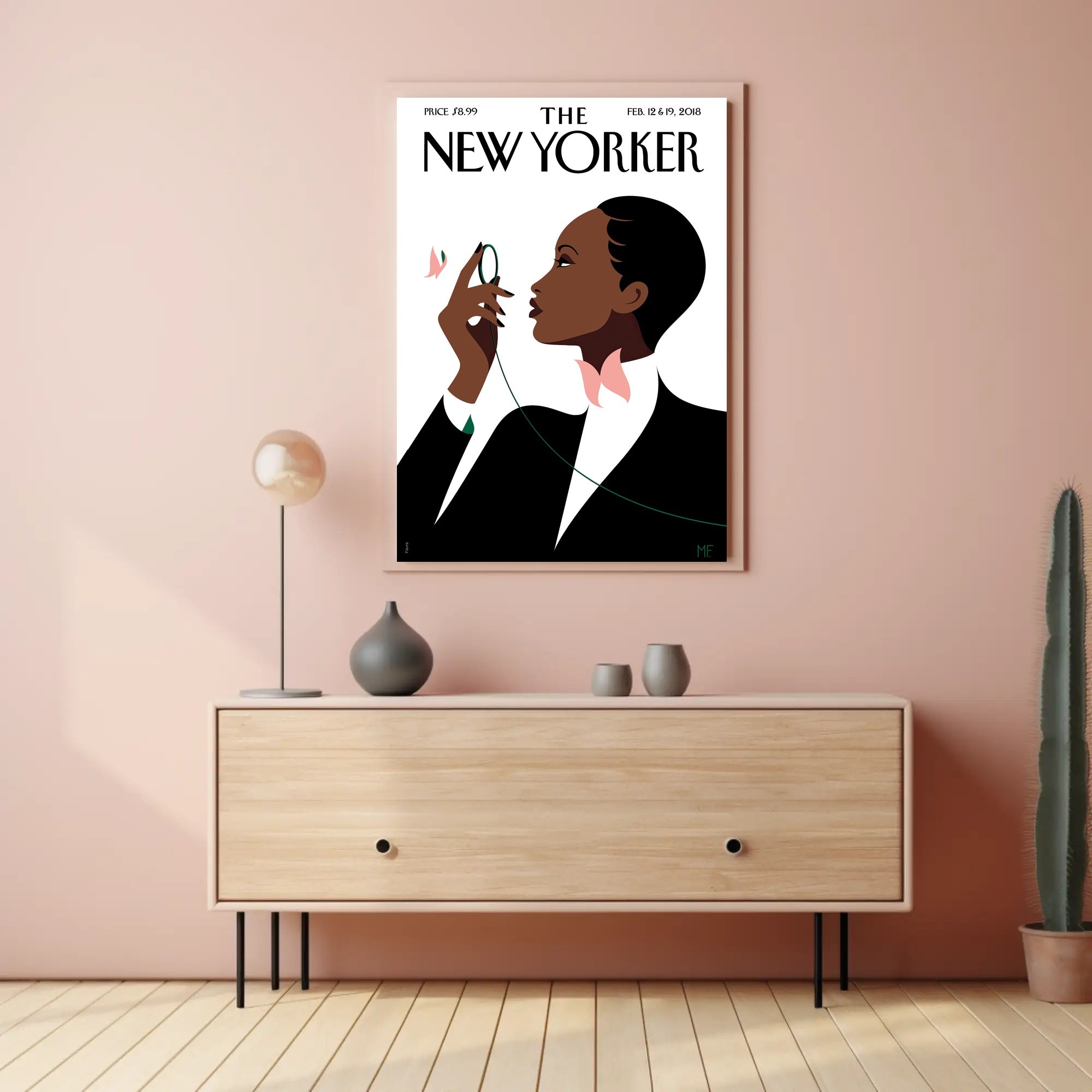 Stylized Person with Monocle Contemplation Cultural or Heritage Poster PosterGoat
