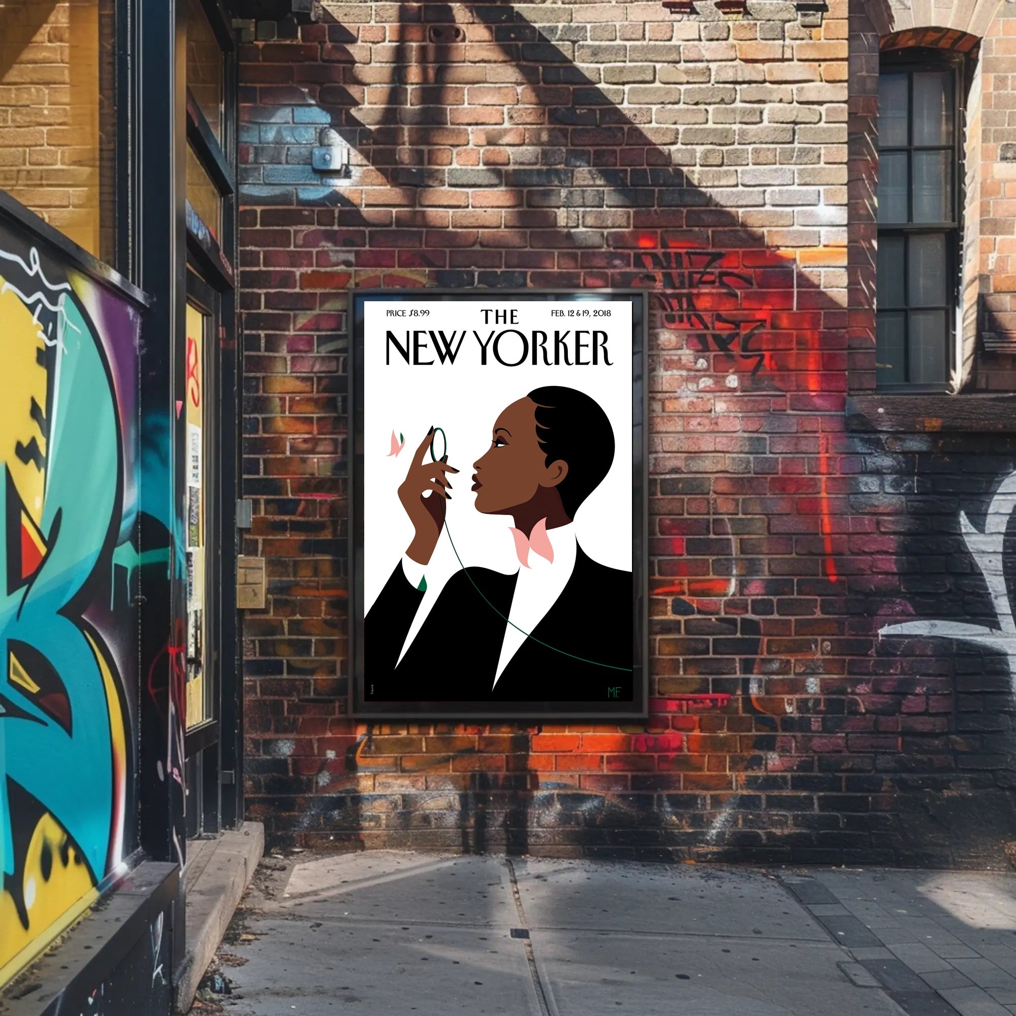 Stylized Person with Monocle Contemplation Cultural or Heritage Poster PosterGoat
