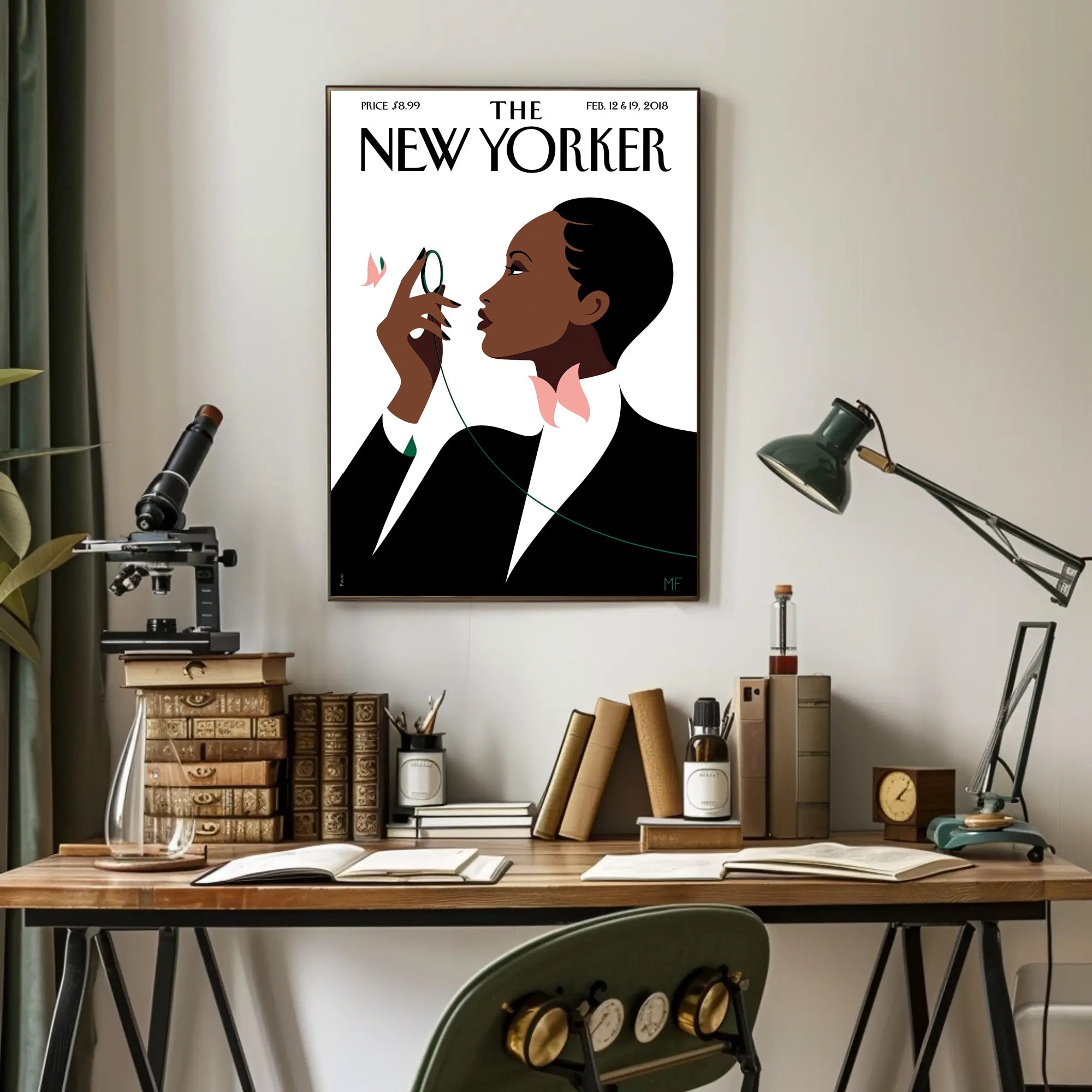 Stylized Person with Monocle Contemplation Cultural or Heritage Poster PosterGoat
