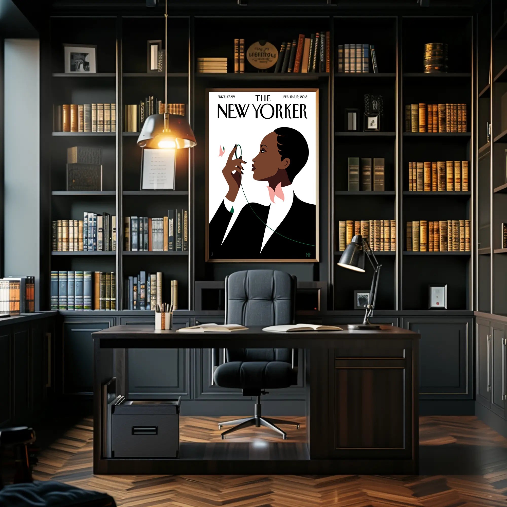 Stylized Person with Monocle Contemplation Cultural or Heritage Poster PosterGoat