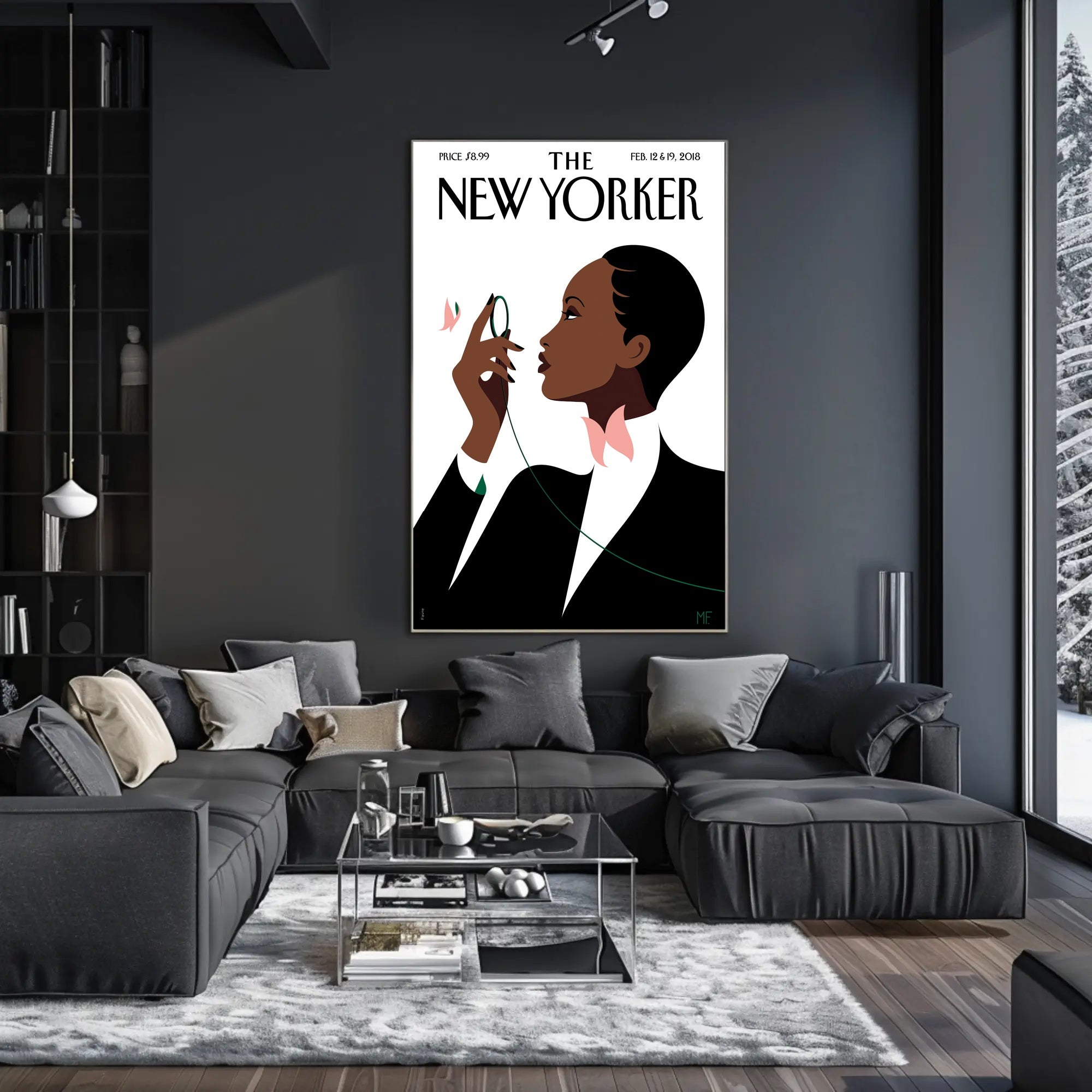 Stylized Person with Monocle Contemplation Cultural or Heritage Poster PosterGoat