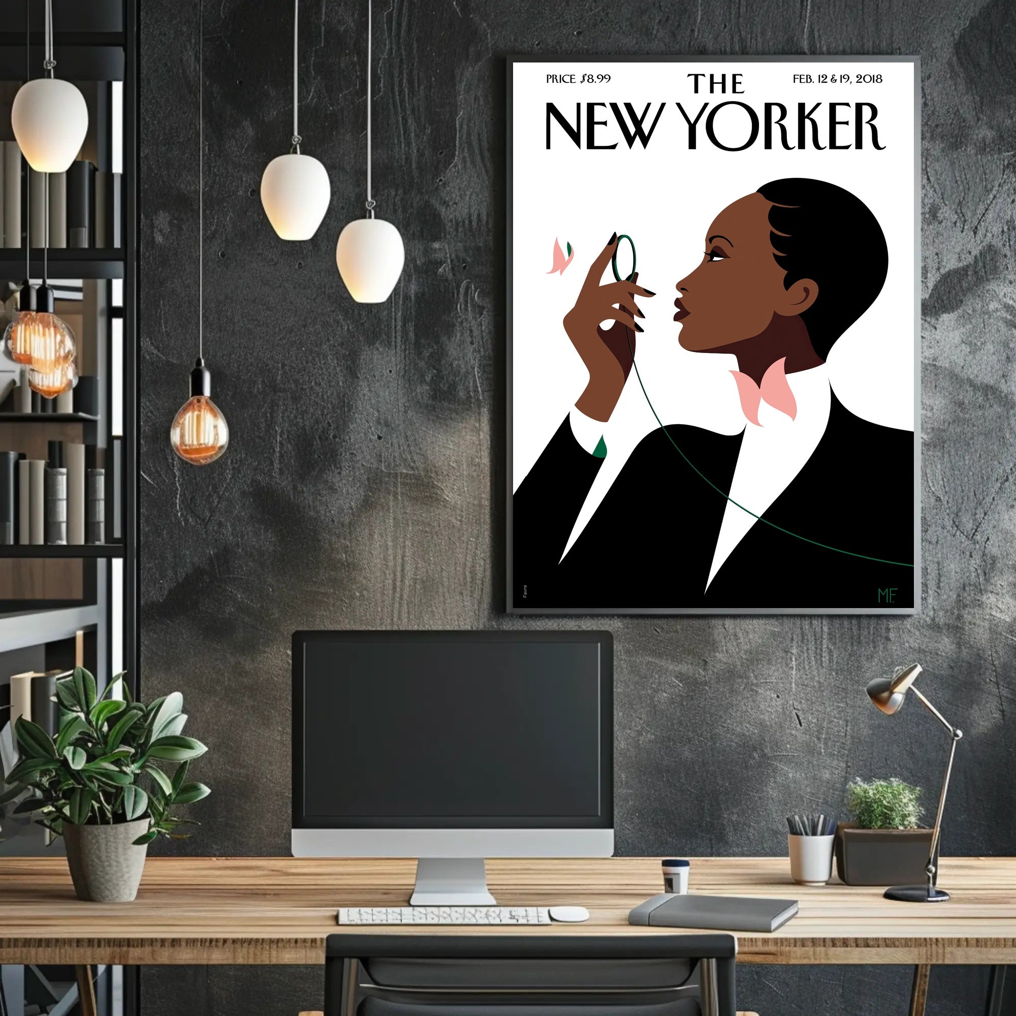 Stylized Person with Monocle Contemplation Cultural or Heritage Poster PosterGoat