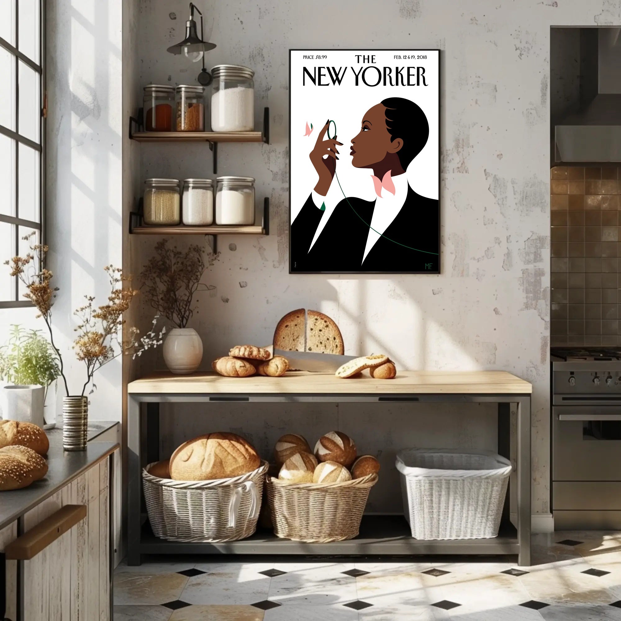 Stylized Person with Monocle Contemplation Cultural or Heritage Poster PosterGoat