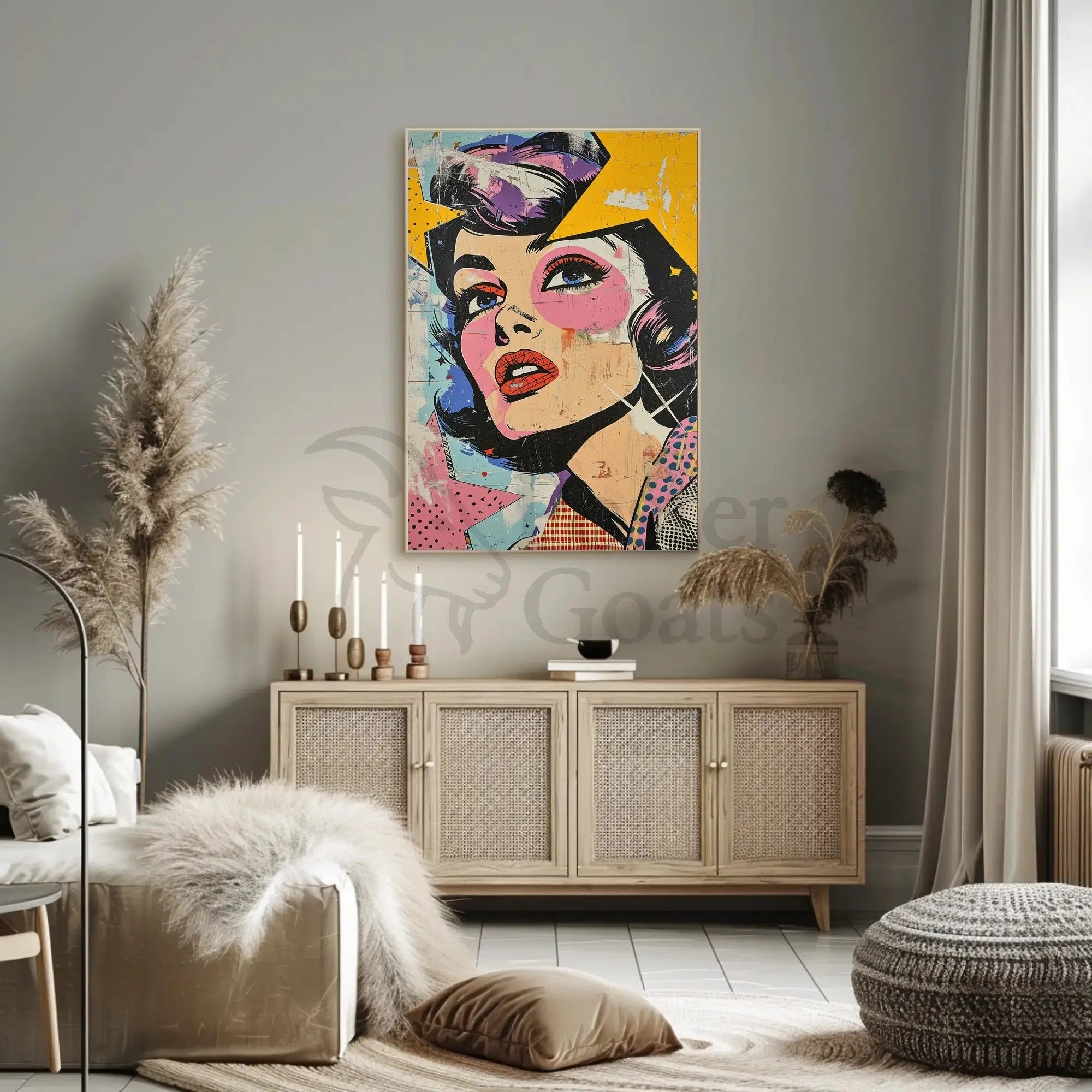 Stylized Retro Woman Pop Culture Artistic Poster PosterGoat